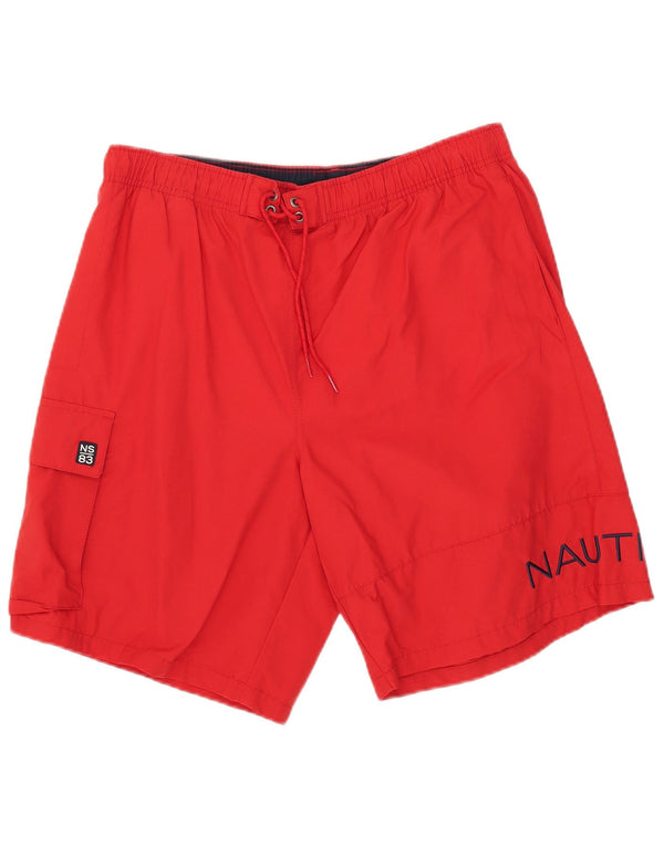 Nautica Herren-Badeshorts mit Grafik, groß, aus roter Baumwolle