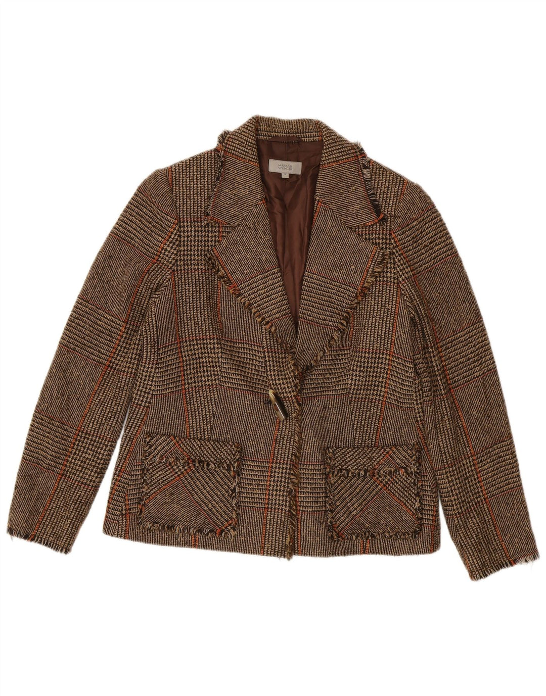 MARKS & SPENCER Damen Blazer Jacke UK 14 Mittelbrauner Hahnentritt
