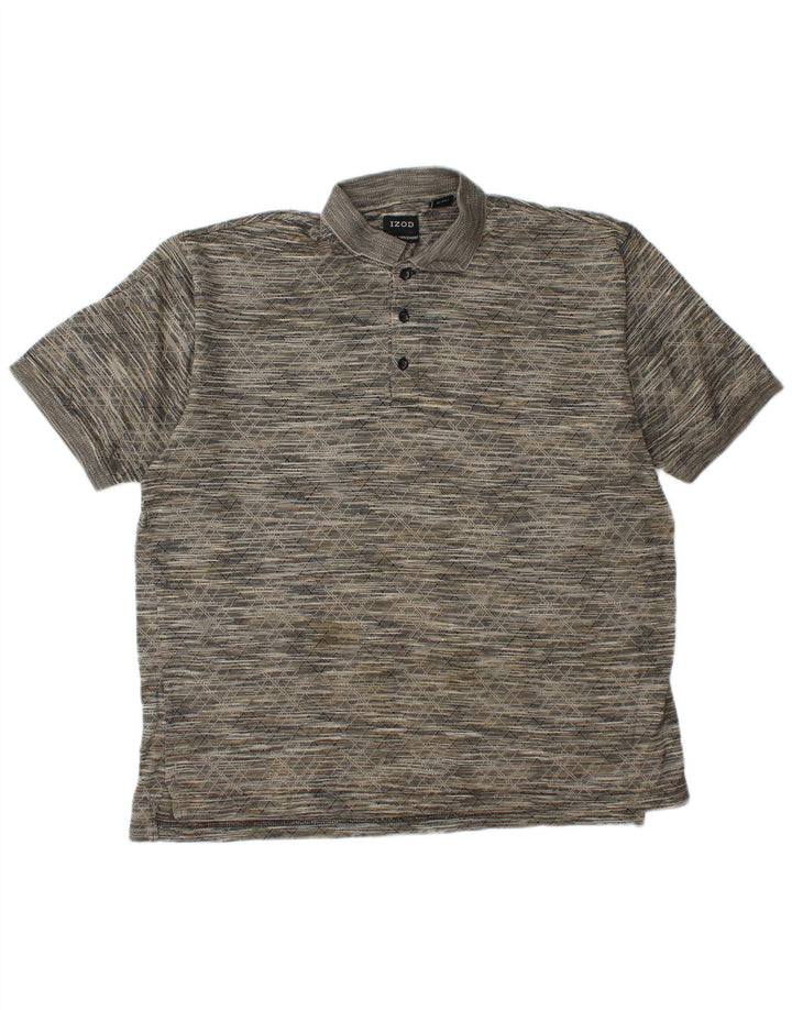 IZOD Herren-Poloshirt, groß, graue geometrische Baumwolle