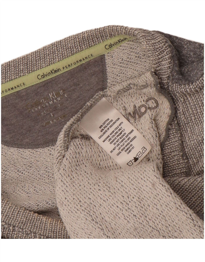 CALVIN KLEIN Damen Performance Top Langarm UK 18 XL Grau Farbblock