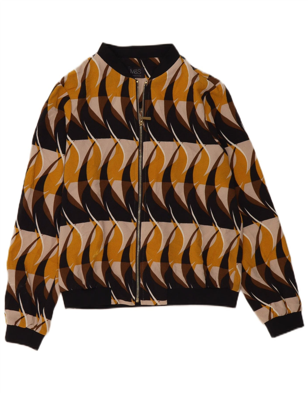 MARKS & SPENCER Damen Bomberjacke UK 14 Medium Mehrfarbig Geometrisch