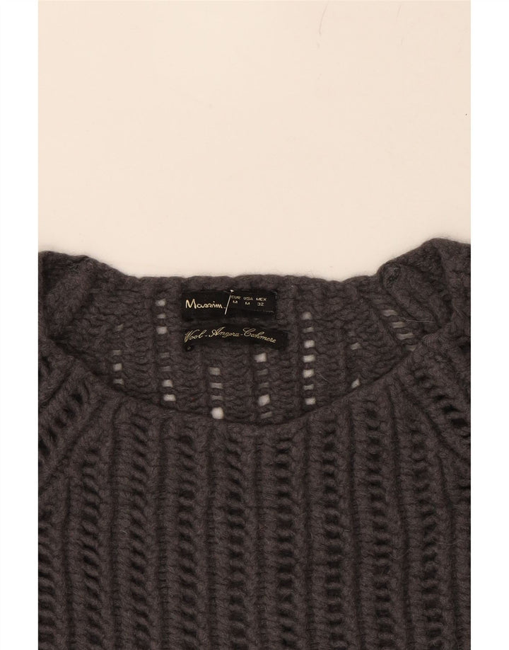 MASSIMO DUTTI Womens Crop Boat Neck Jumper Sweater UK 12 Medium Grey Vintage Massimo Dutti and Second-Hand Massimo Dutti from Messina Hembry 