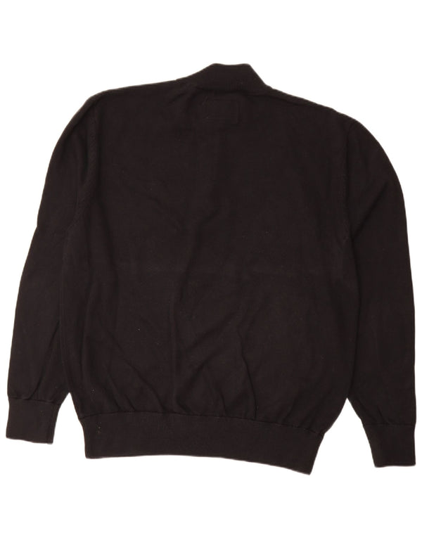 Jack Wills Herren-Pullover mit Reißverschluss am Hals, XL, schwarze Baumwolle