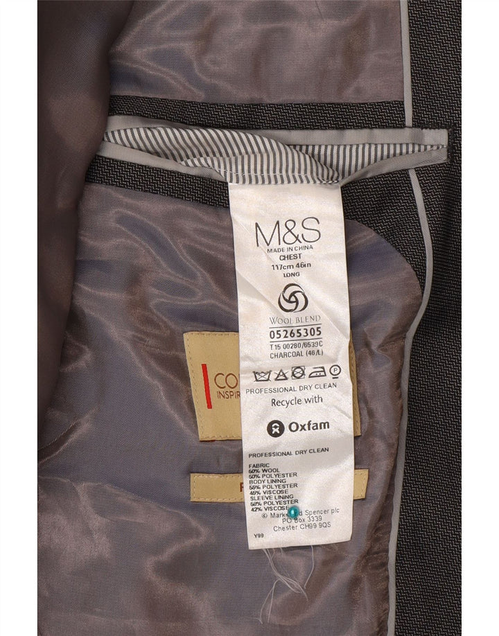 Marks & Spencer Herren-Blazer mit 2 Knöpfen, UK 46, XL, graue Wolle
