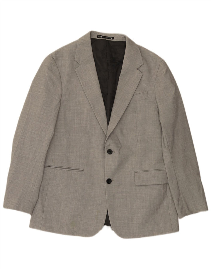 Zara Herren-Blazer mit 2 Knöpfen, EU 50, mittelgraues Polyester