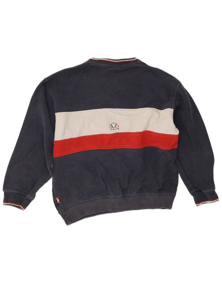 Ellesse Herren Italia Grafik-Sweatshirt-Pullover, mittleres Marineblau, Farbblock