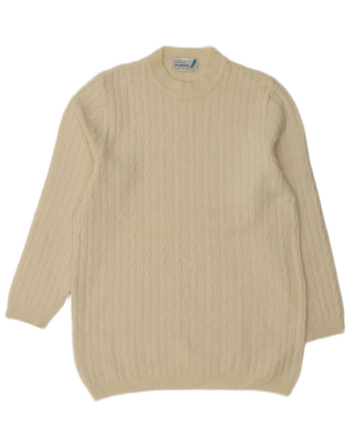 Rasica Damen-Pullover mit Rundhalsausschnitt, EU 38, mittlere, cremefarbene Lammwolle