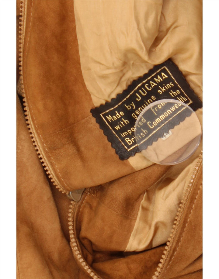 VINTAGE Damen Wildleder Bomberjacke IT 44 Mittelbraunes Leder