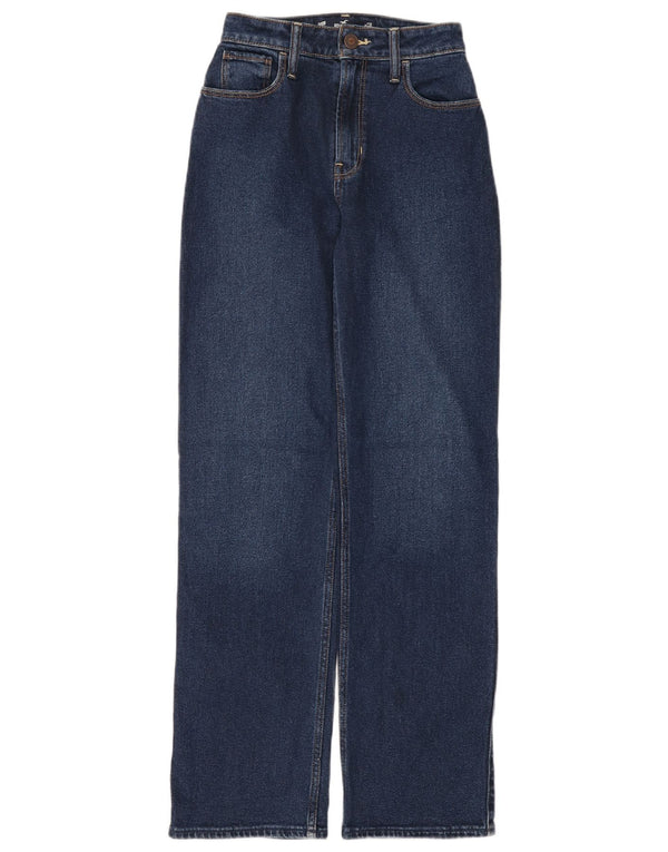 Hollister Damen Dad High Rise Tapered Jeans W23 L32 Marineblau Baumwolle