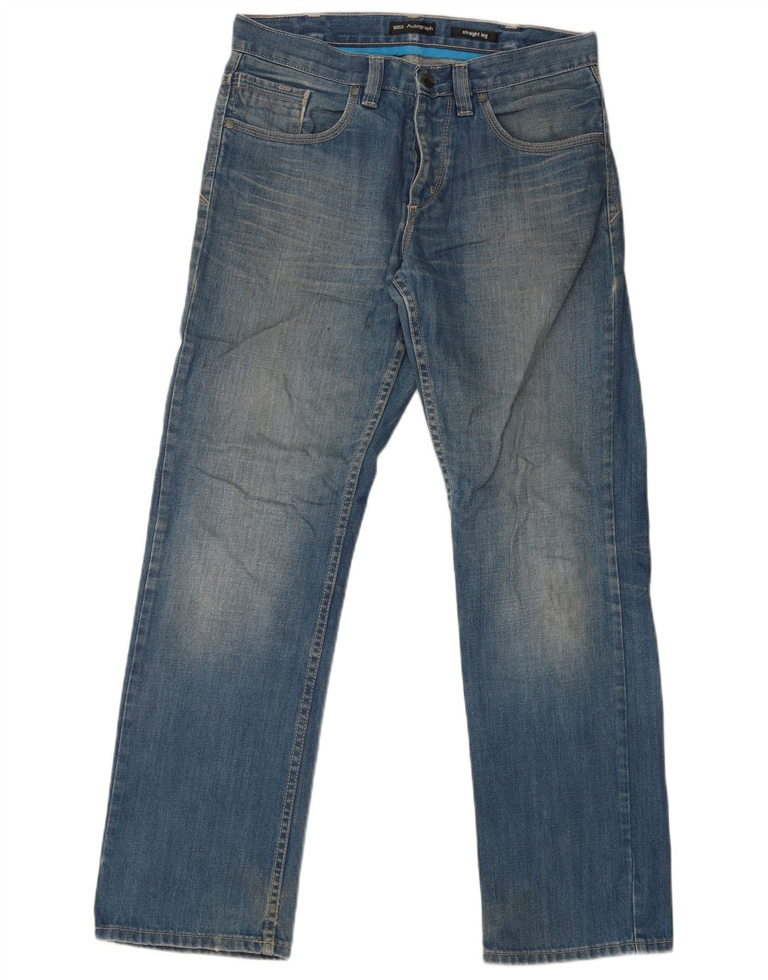 Marks & Spencer Herren Autograph Straight Jeans W32 L31 Blaue Baumwolle