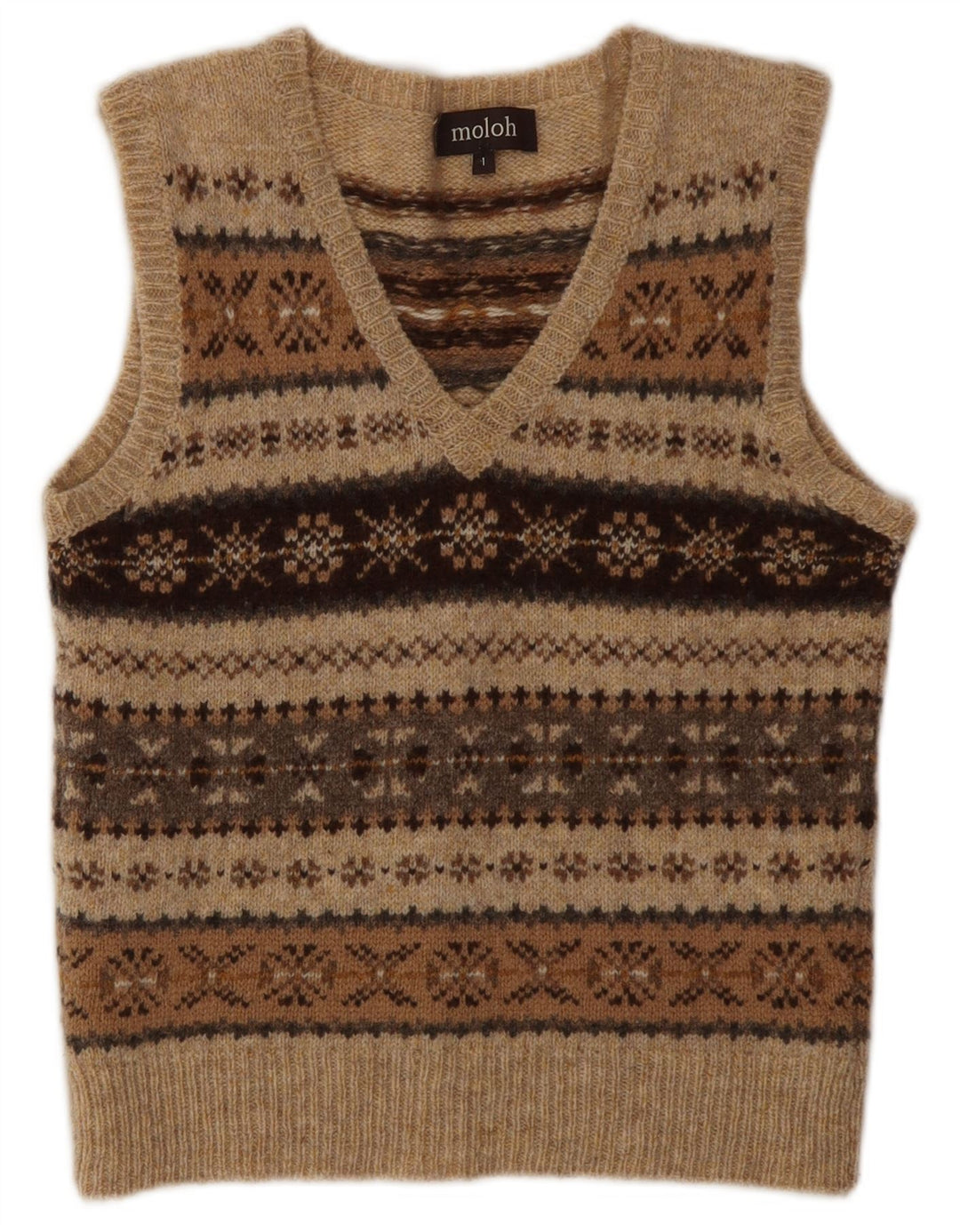 MOLOH Damen Weste Tank Top Größe 1 Small Brown Fair Isle Wool Classic