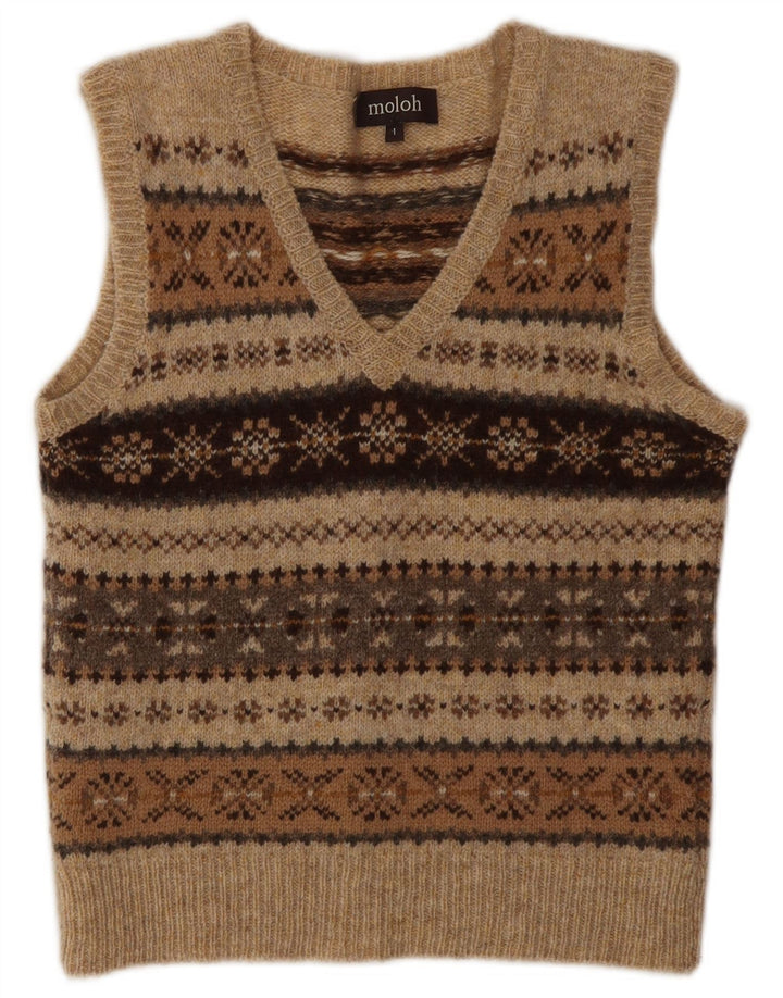 MOLOH Damen Weste Tank Top Größe 1 Small Brown Fair Isle Wool Classic