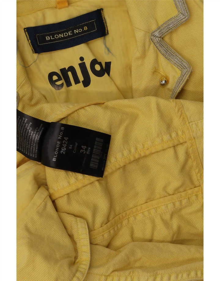 Blonde Nr. 8 Damen-Blazerjacke mit 3 Knöpfen, EU 34, XS, gelbe Baumwolle
