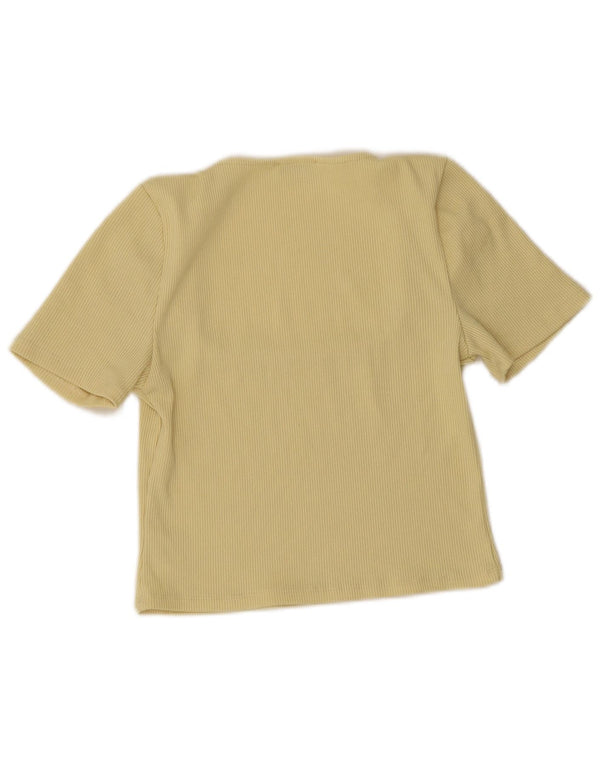 Zara Damen Crop T-Shirt Top UK 14 Large Gelb