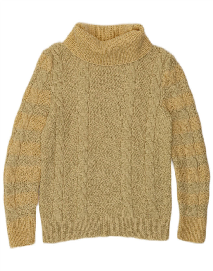 Vintage Damen Rollkragenpullover Pullover UK 10 Klein Gelb