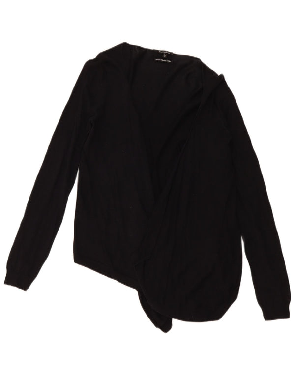 Massimo Dutti Offener Damen-Cardigan-Pullover UK 10 Small Schwarz Baumwolle