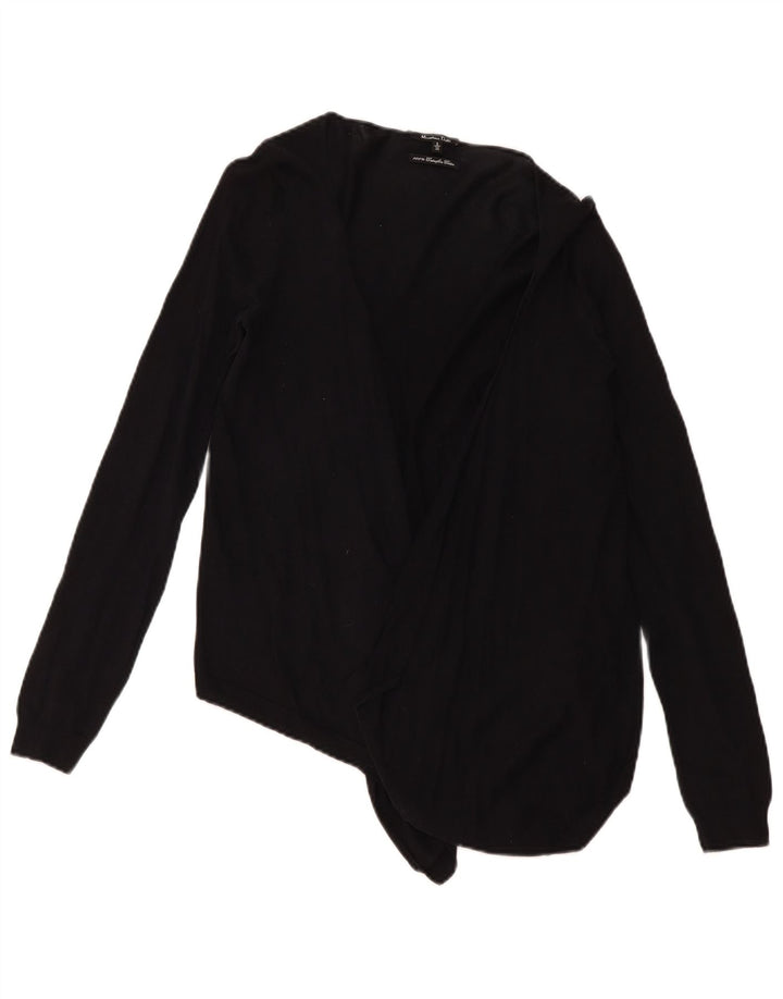 Massimo Dutti Offener Damen-Cardigan-Pullover UK 10 Small Schwarz Baumwolle