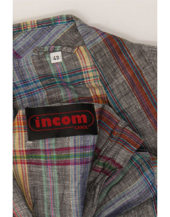 Langer zweireihiger Blazer für Damen von Incom IT 42 Mittelgrau kariert