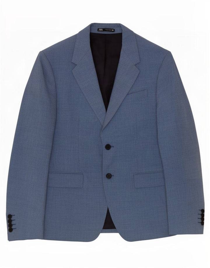 Zara Herren 2-Knopf-Blazerjacke EU 50 Mittelblau
