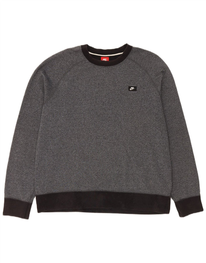 NIKE Herren Sweatshirt Pullover XL Grau Colourblock Baumwolle