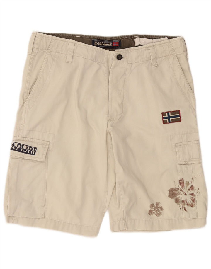 NAPAPIJRI Herren-Cargo-Shorts W34, große Baumwolle mit weißem Blumenmuster