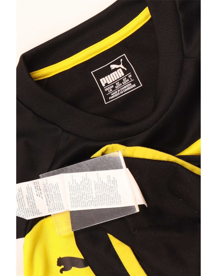 Puma Herren-Oberteil, langärmelig, groß, schwarzes Farbblock-Polyester