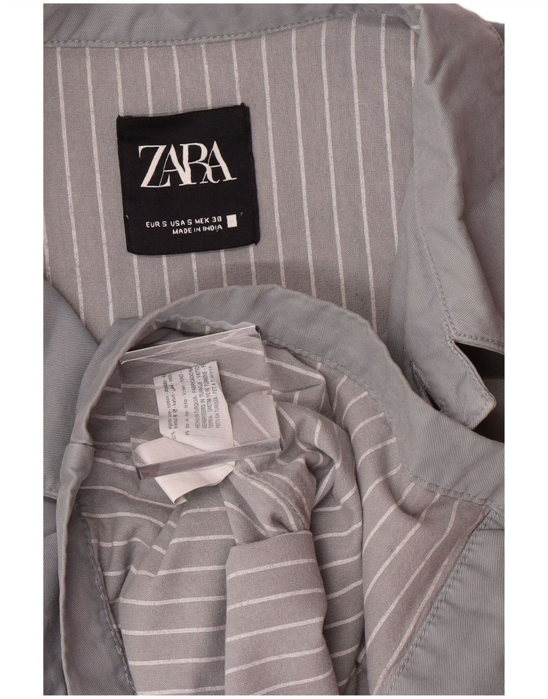 ZARA Herren Bomberjacke UK 36 Small Graue Baumwolle