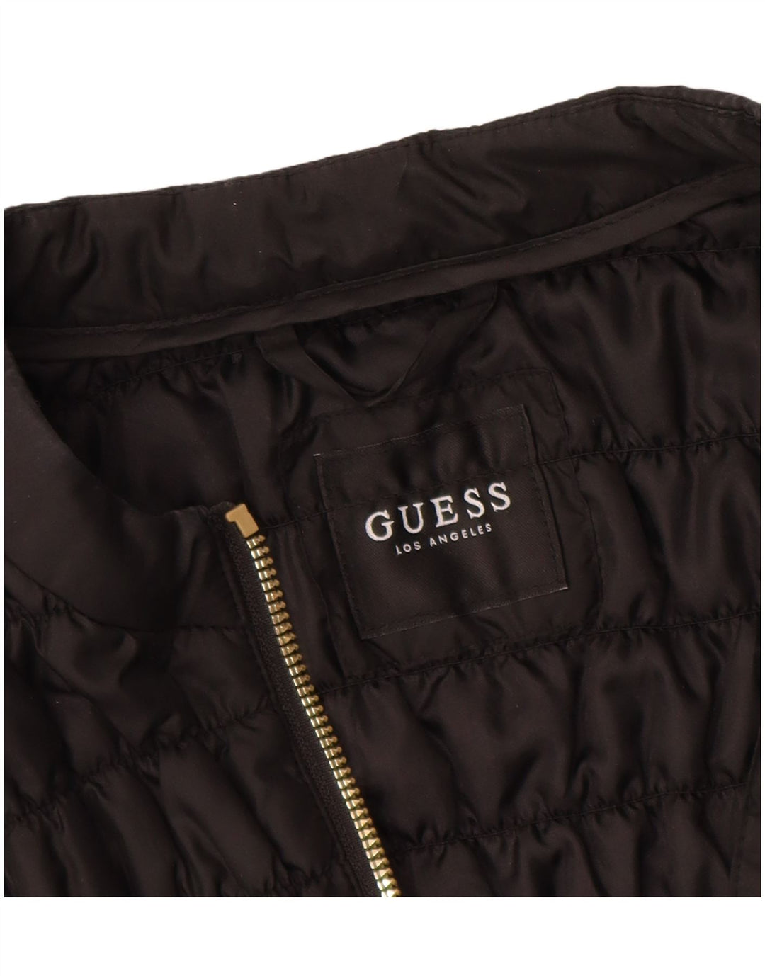 GUESS Damen Wattierte Jacke UK 12 Medium Schwarz