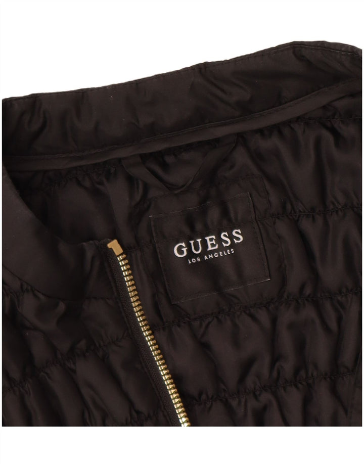 GUESS Damen Wattierte Jacke UK 12 Medium Schwarz