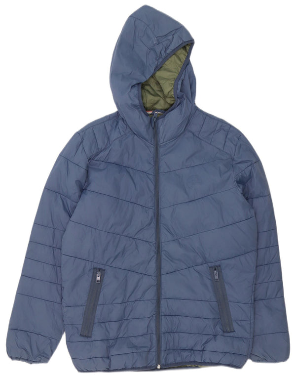 Jack & Jones Mens Hooded Padded Jacket UK 38 Medium Blue