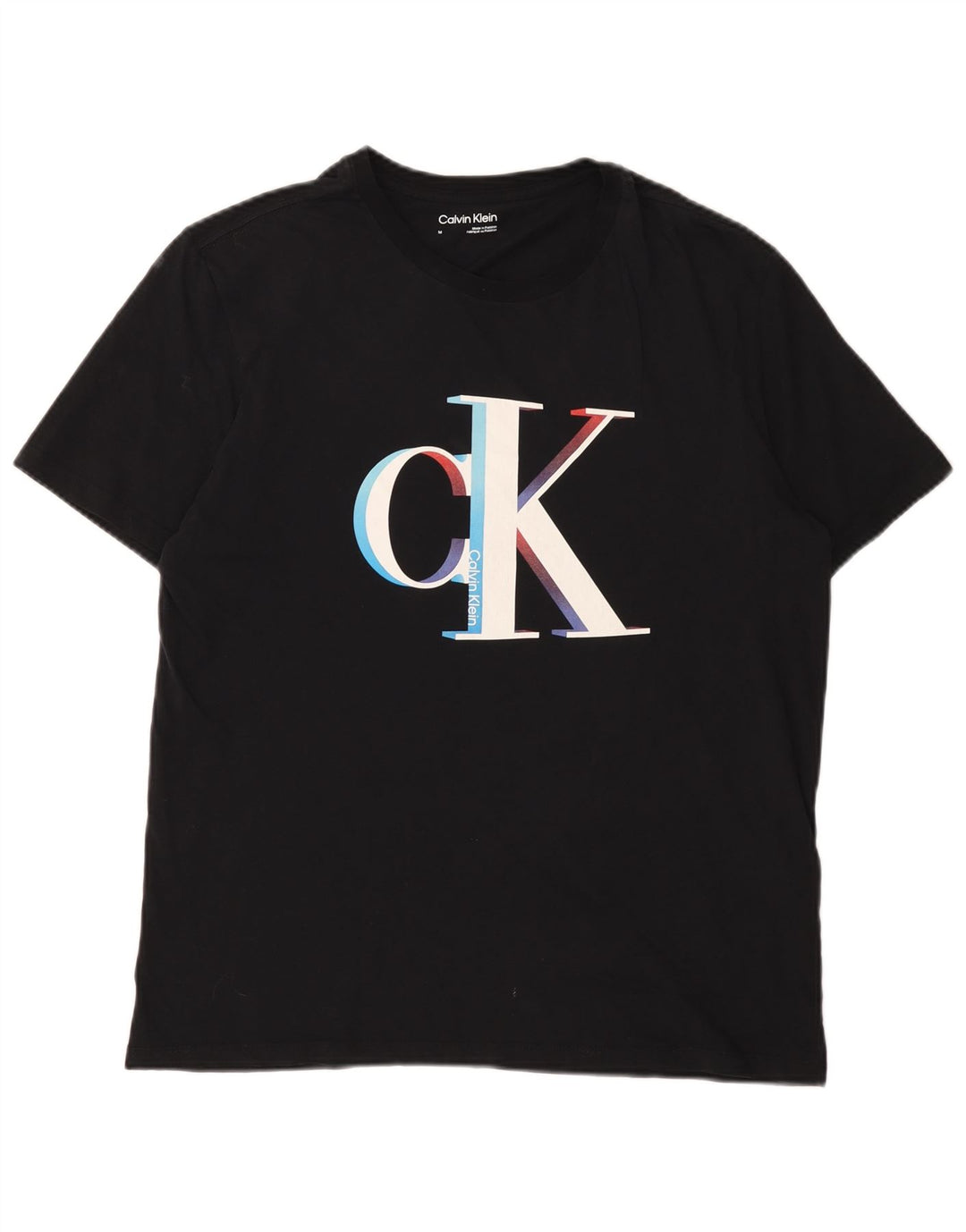 Calvin Klein Herren Grafik-T-Shirt-Oberteil aus mittelschwarzer Baumwolle