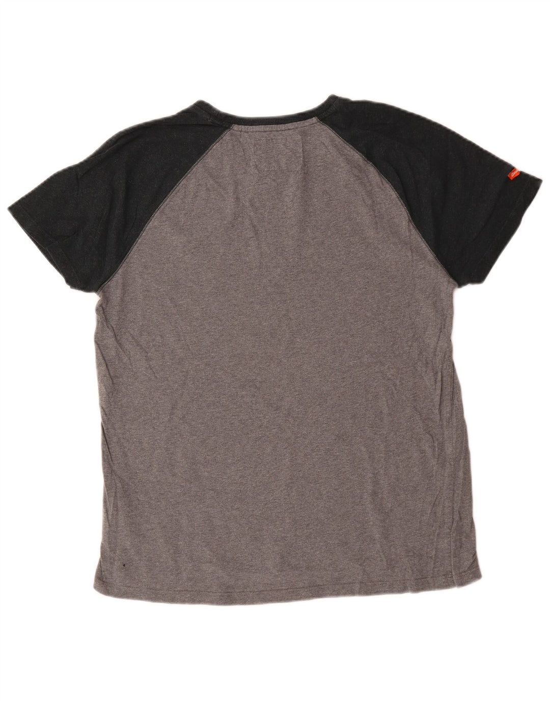 Superdry Herren-T-Shirt-Oberteil 2XL aus grauer Colourblock-Baumwolle