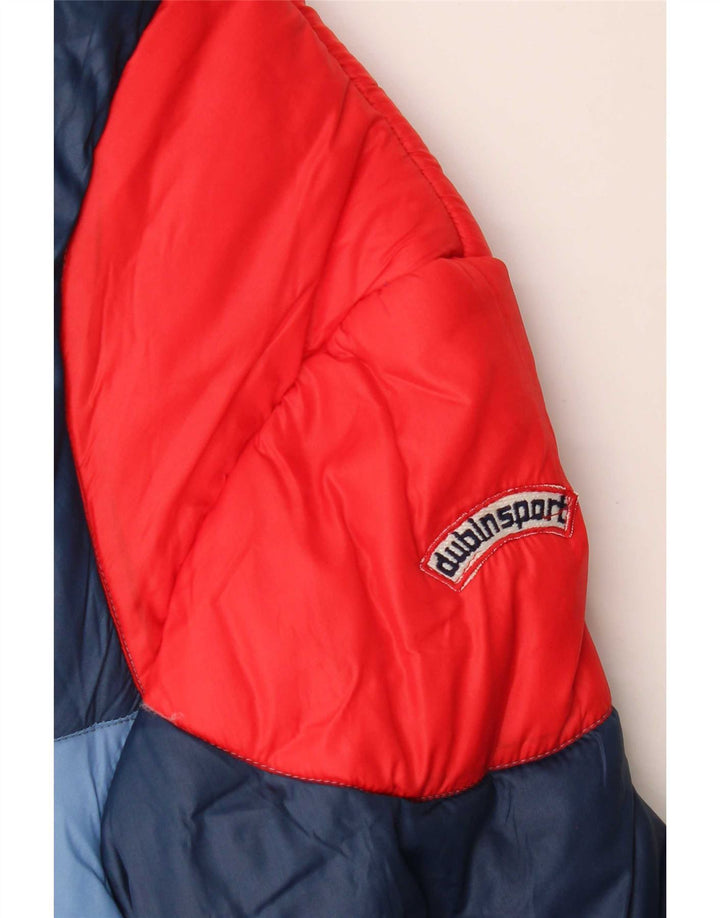 Vintage Herren Wattierte Jacke UK 38 Mittelblauer Farbblock
