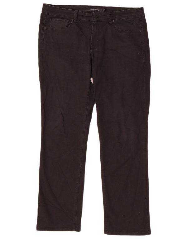 Calvin Klein Damen Straight Jeans US 12 Large W34 L30 Schwarze Baumwolle