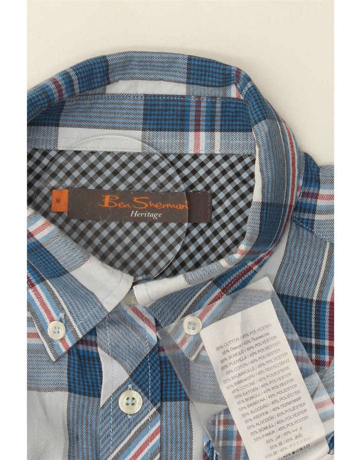 Ben Sherman Herrenhemd aus mittelblau karierter Baumwolle