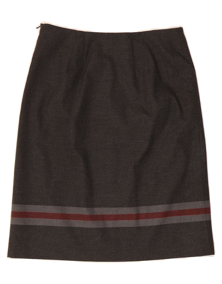 MINUET Womens Straight Skirt UK 8 Small W28  Grey Striped Polyester Vintage Minuet and Second-Hand Minuet from Messina Hembry 