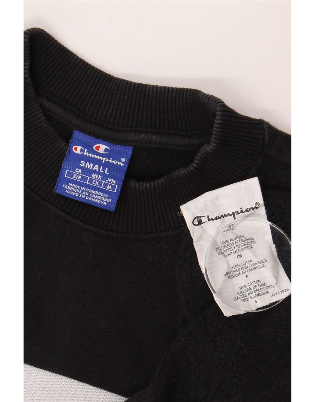 CHAMPION Damen-Sweatshirt mit Grafik, UK 10, Größe S, Schwarz, Farbblock