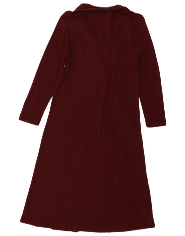 Massimo Dutti Damen-Kleid in A-Linie mit 3/4-Ärmeln, Gr. 10, klein, Burgunderrot