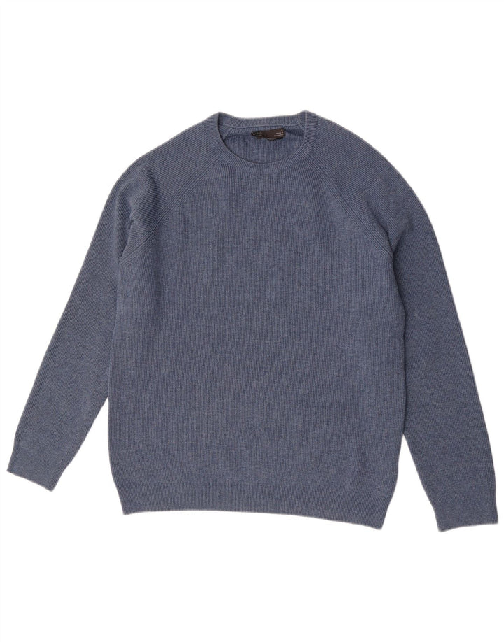 Marks & Spencer Herren-Pullover mit Rundhalsausschnitt, groß, blau, Polyester