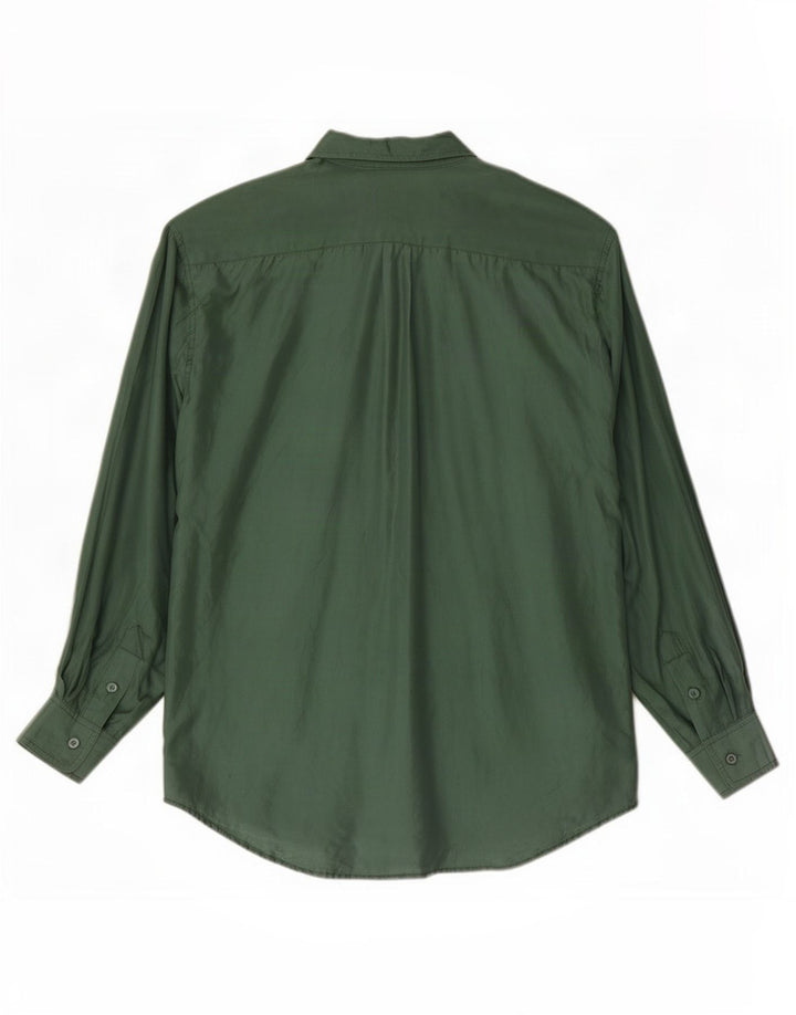 Vintage Herren Loose Fit Hemd Kleine grüne Seide