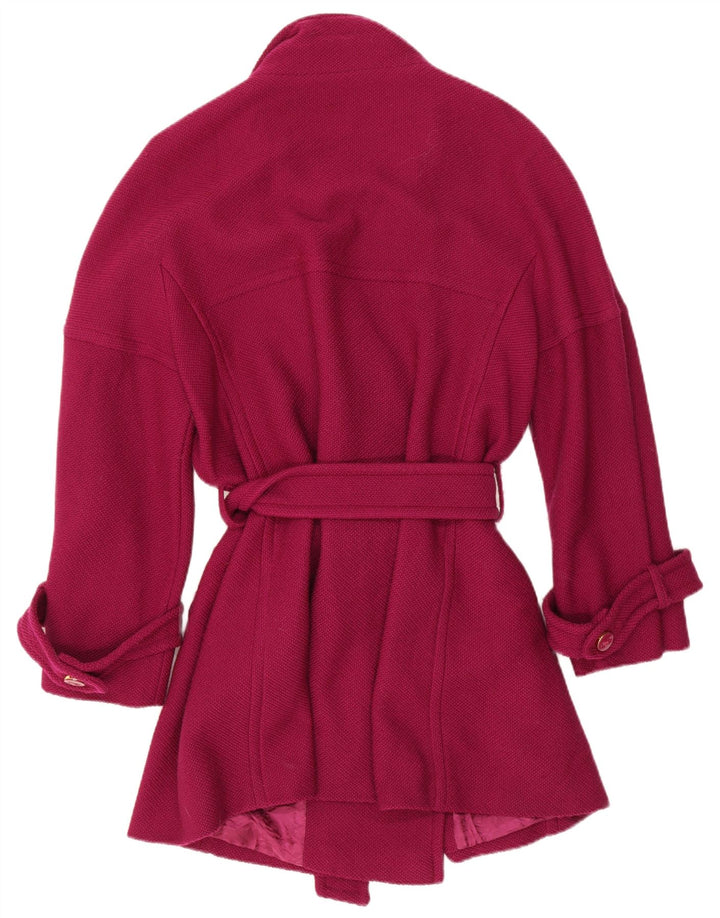 Escada Damen Zweireihiger Mantel EU 44 XL Lila Schurwolle