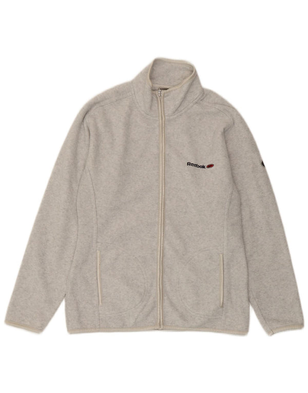 Reebok Damen Fleecejacke UK 10 Small Grau geflecktes Polyester
