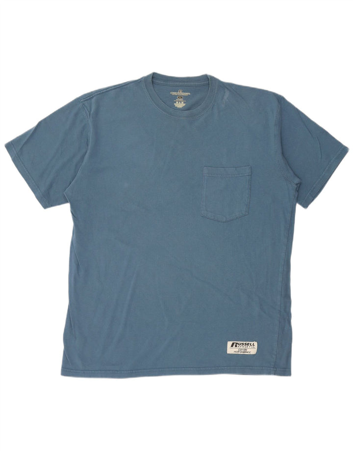 Russell Athletic Herren T-Shirt Top Large Blau Baumwolle