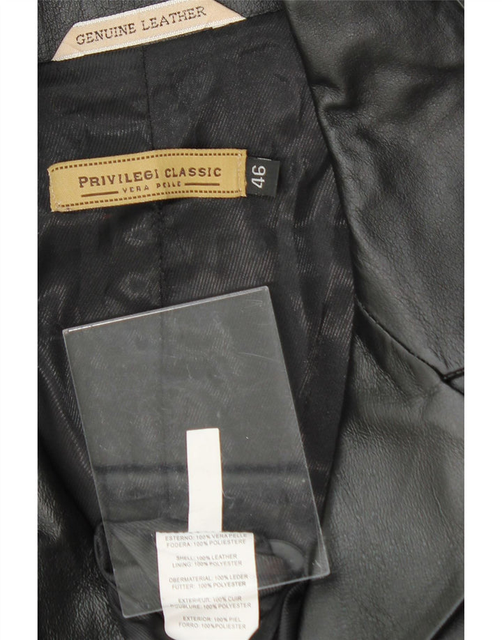 PRIVILEGI Womens Leather Coat IT 46 Large  Black Leather Vintage Privilegi and Second-Hand Privilegi from Messina Hembry 