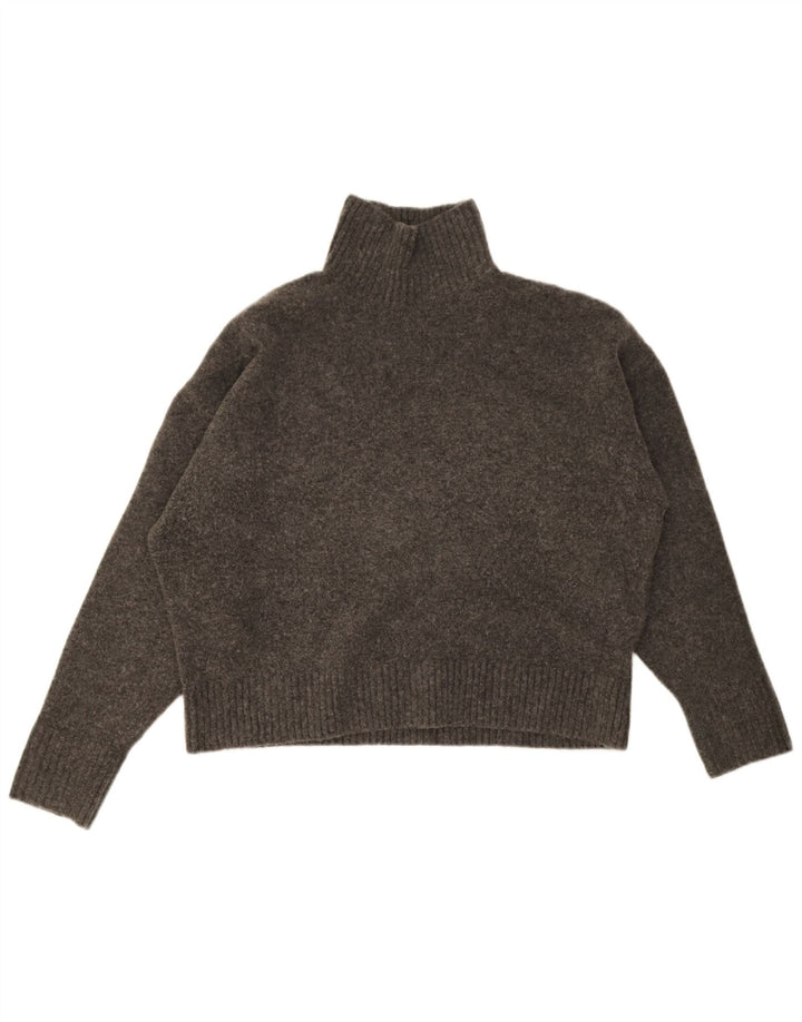 Zara Damen-Pullover mit Rollkragen, übergroß, Gr. 14, Mittelgrau meliert