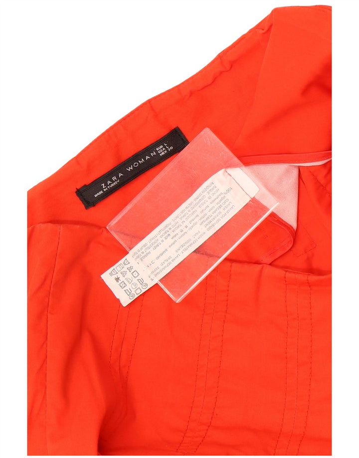 Zara Damen A-Linien-Rock, Größe L, W30, Orange, Baumwolle