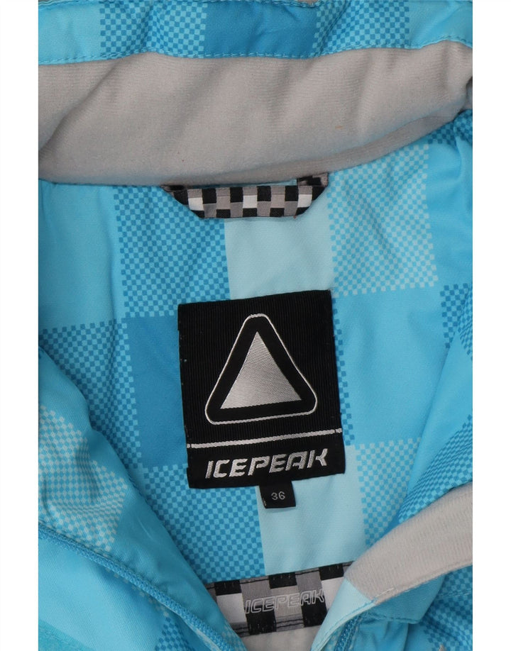 ICEPEAK Womens Hooded Windbreaker Jacket EU 36 Small Blue Geometric Vintage Icepeak and Second-Hand Icepeak from Messina Hembry 