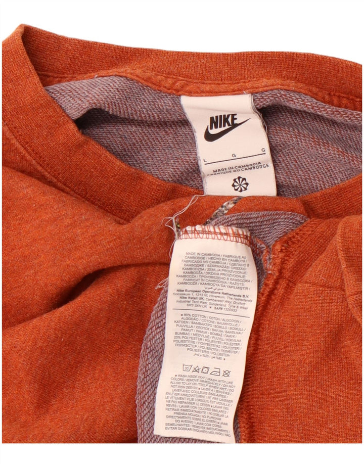NIKE Womens Crop Oversized Sweatshirt Pullover UK 16 Large Orange Baumwolle