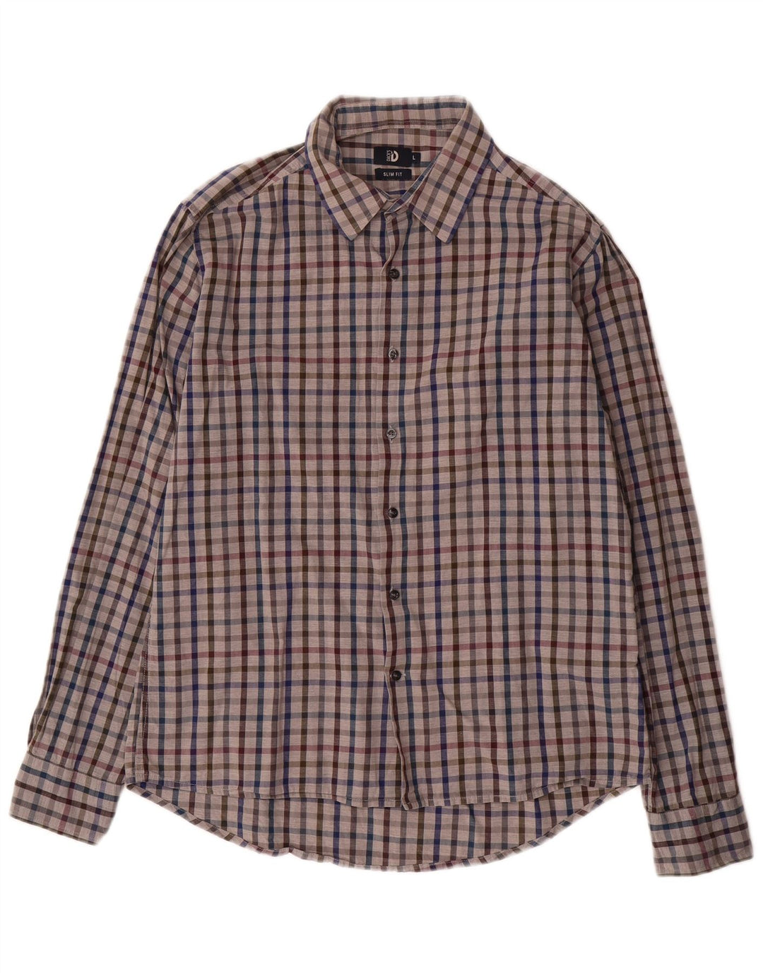 Dack's Slim-Fit-Hemd für Herren, groß, grau kariert, Baumwolle