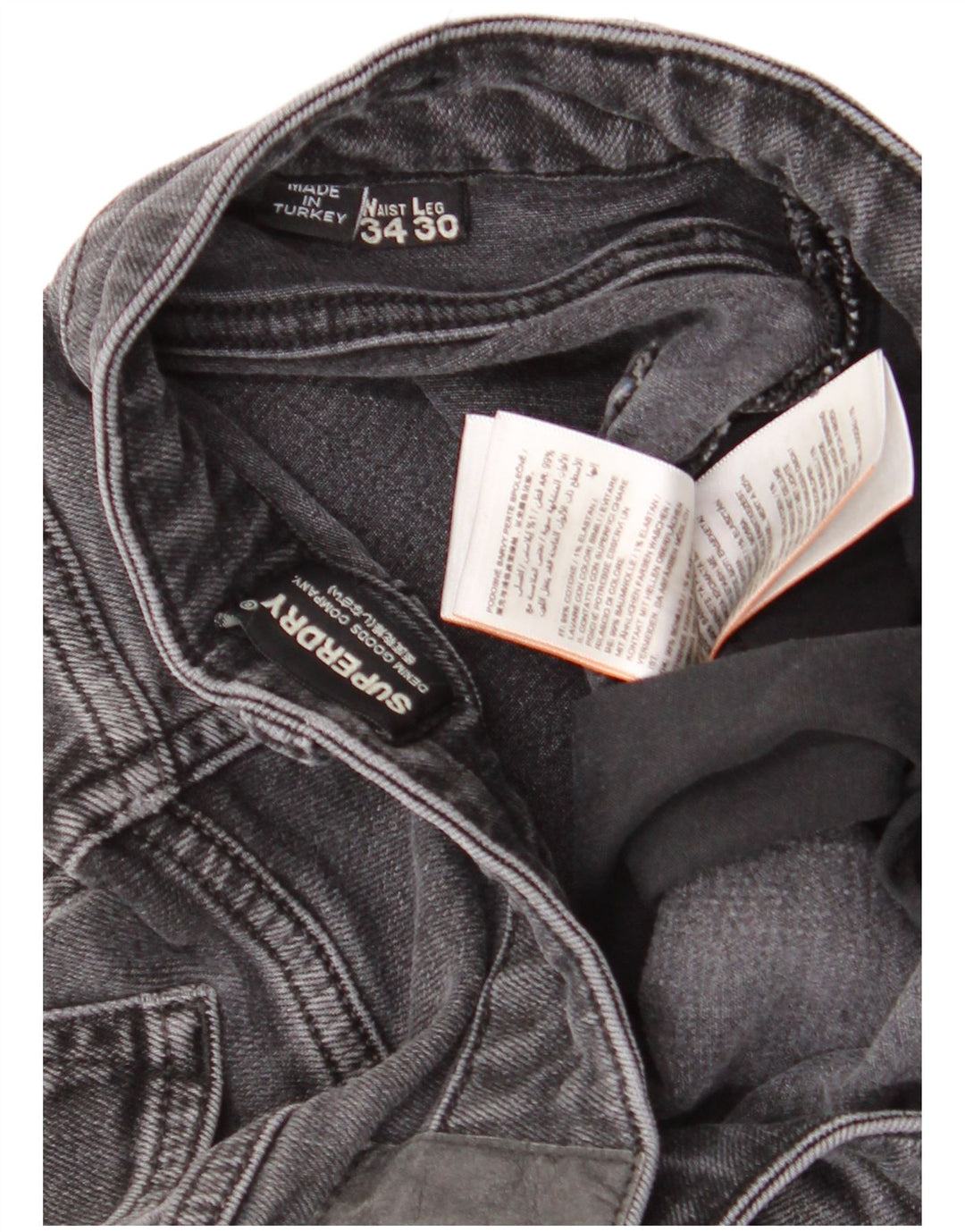 Superdry Herren verkürzte Jeans W34 L24 schwarze Baumwolle